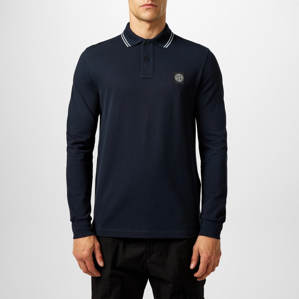 Stone Island Compass Patch Polo Shirt - Blue V0020